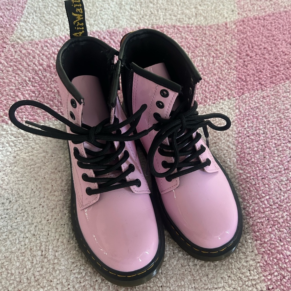 Dr. Martens Pink Leather Lace-Up Boots